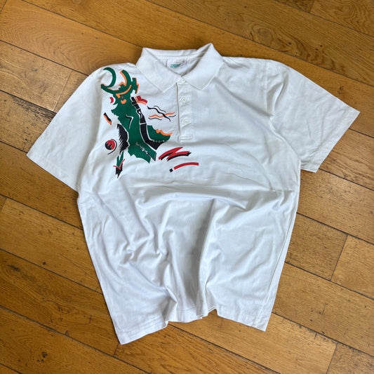 Vintage Crane White Polo Shirt - L