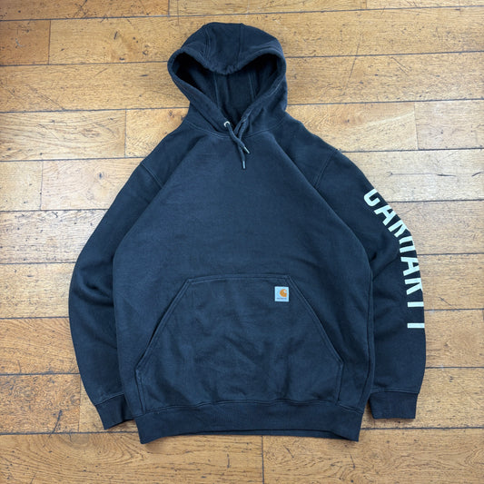 Vintage Carhartt Black Hoodie Sweatshirt - L