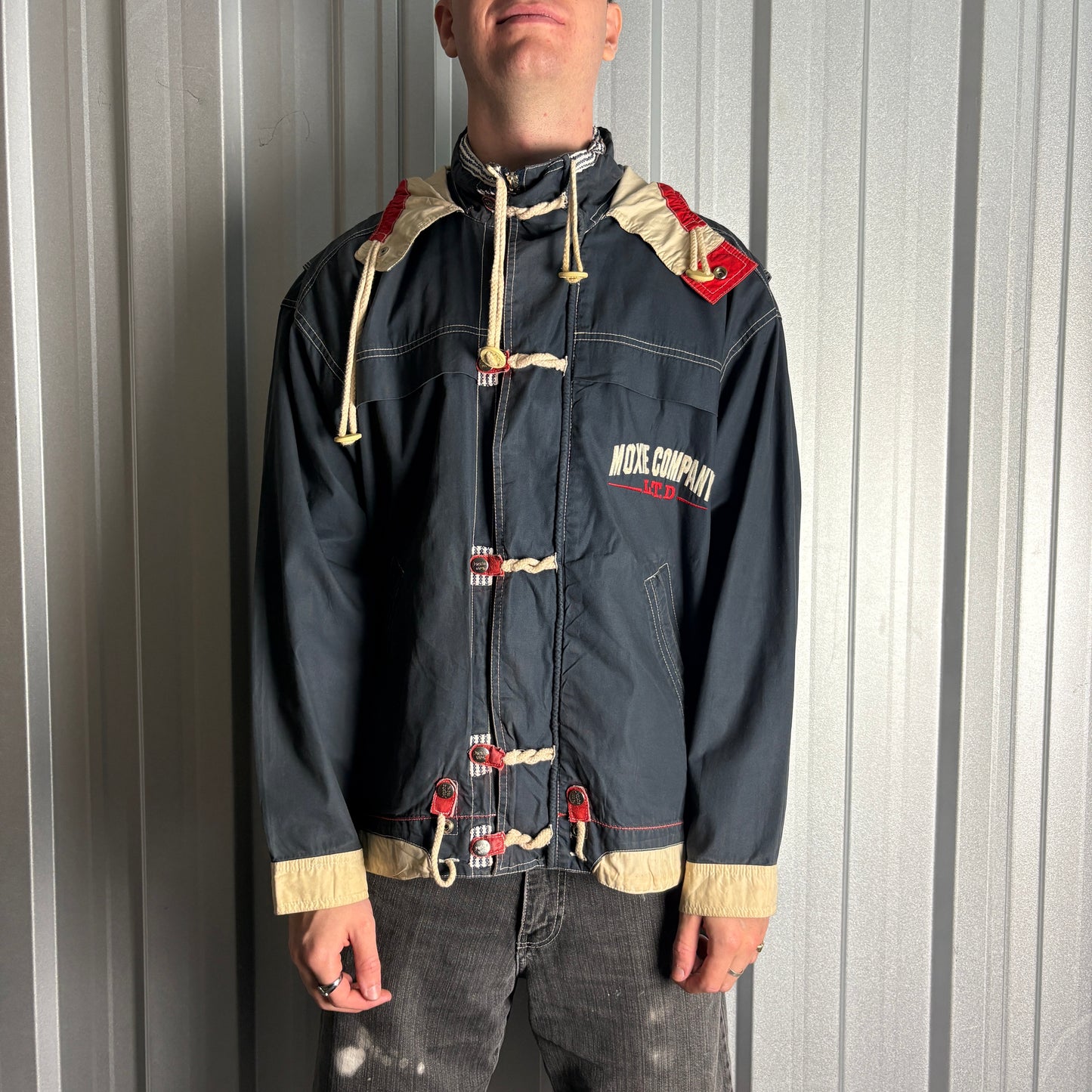 Vintage Moxie 90s Sailing Yacht Navy Fisherman Chore Jacket - L