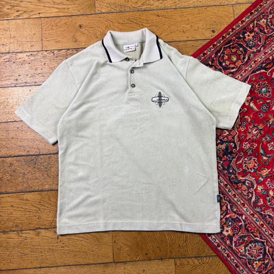 Vintage Oneill Cream Corduroy Embroidered Surfwear Polo Shirt - M