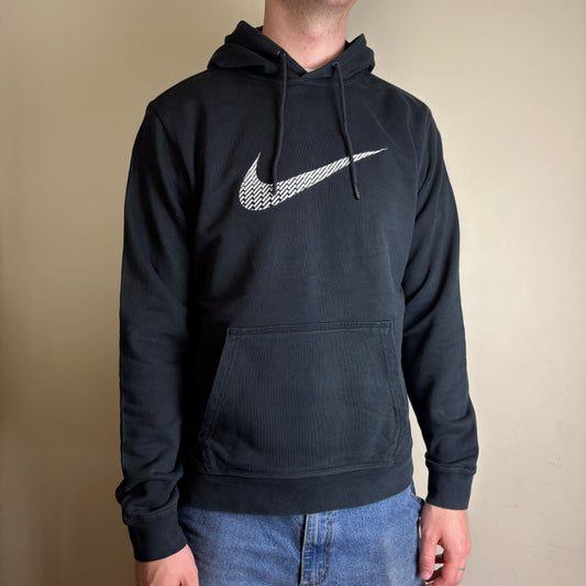 Vintage Nike Black Swoosh Hoodie Embroidered Sweatshirt -