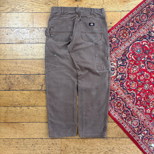 Vintage Dickies Brown Workwear Carpenter Baggy Trousers - 32