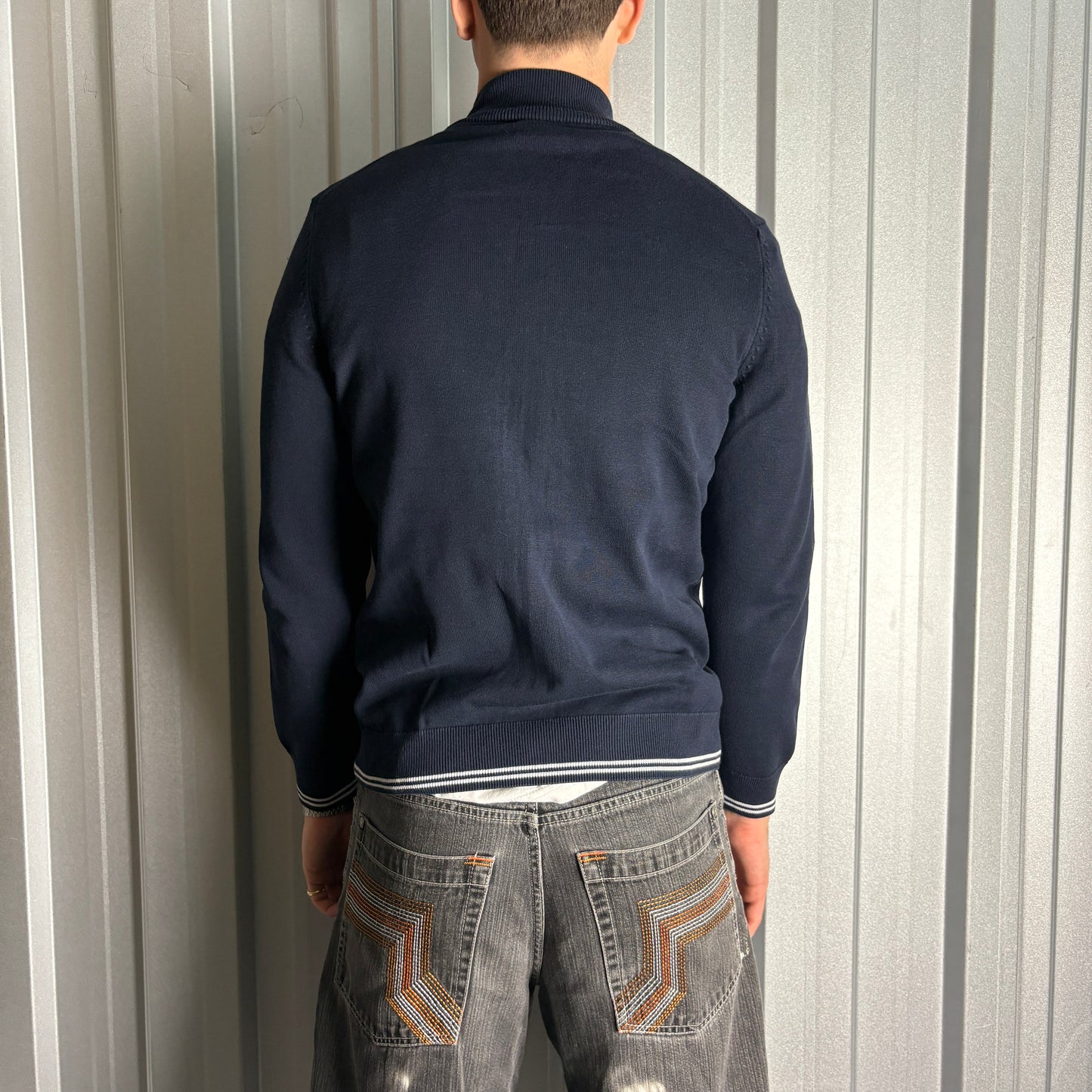 Vintage Paul And Shark Double Zip Navy Embroidered Sweatshirt - S