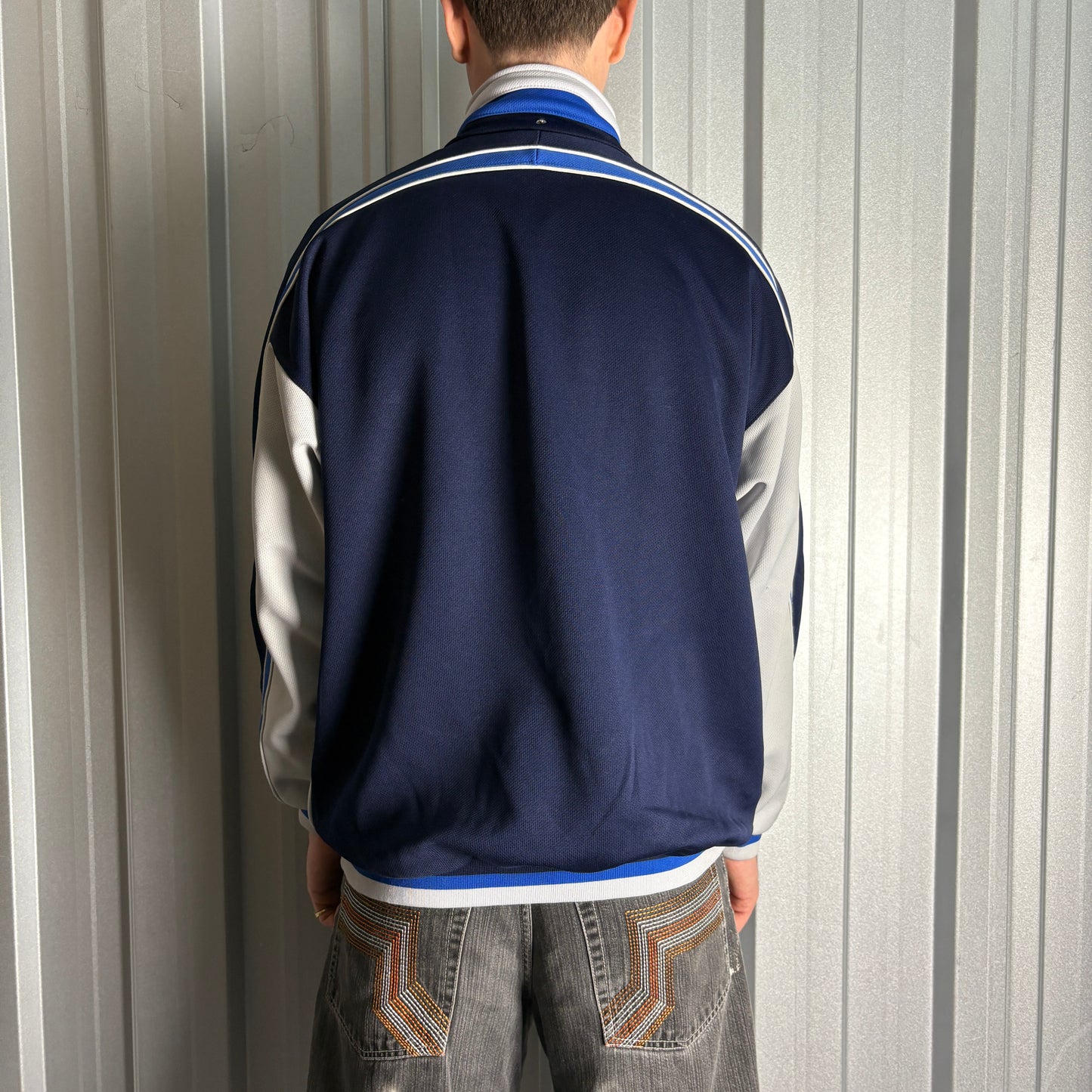 Vintage Reebok Y2K White Blue Tracksuit Track Jacket - XL