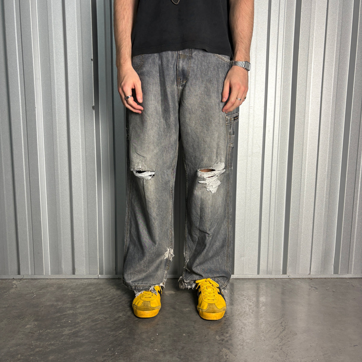 Freaky Massive Bob Embroidered Skate Hip Hop Y2K Baggy Jeans - 34S