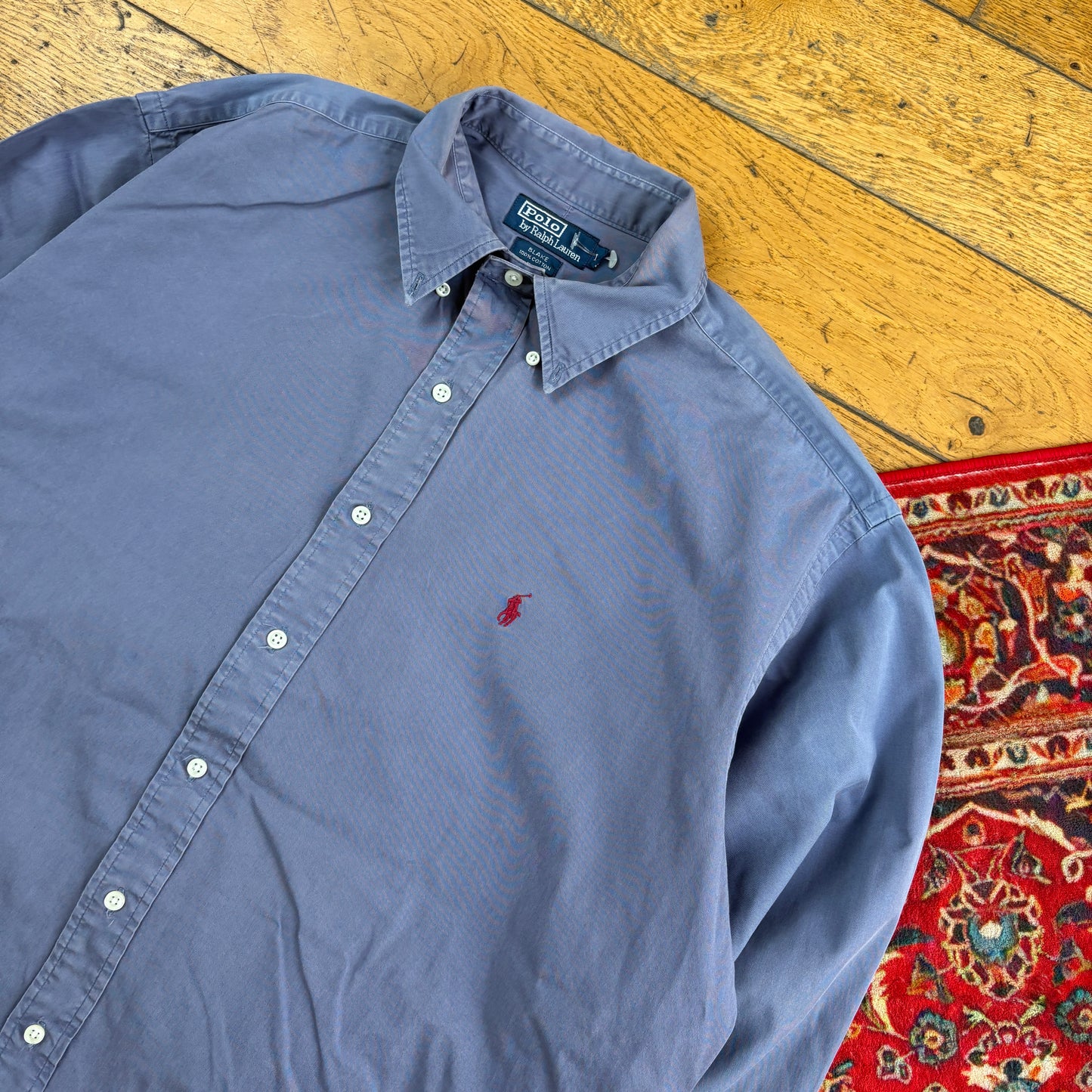 Vintage Ralph Lauren Blue Purple Embroidered Shirt - XL