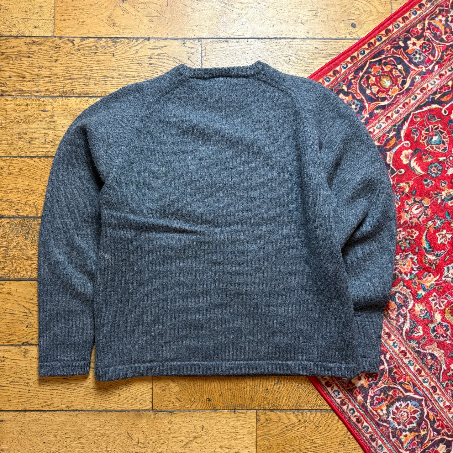 Vintage Timberland Spellout Grey Wool Chunky Knit Jumper - S