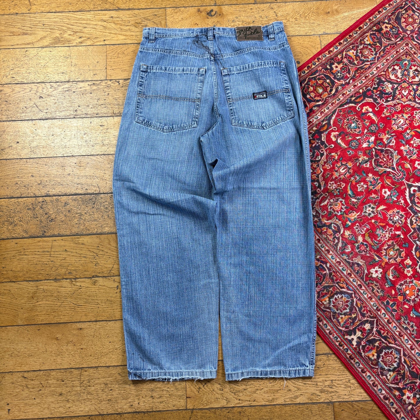Vintage Southpole Blue Embroidered Y2K Hip Hop Baggy Jeans - 36