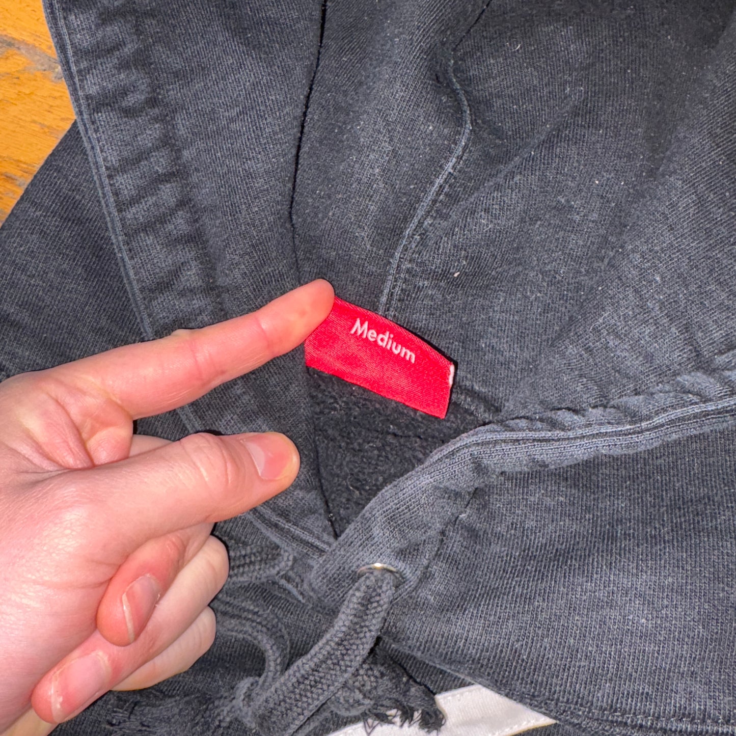 Vintage Supreme Black Hoodie Embroidered Sweatshirt - M