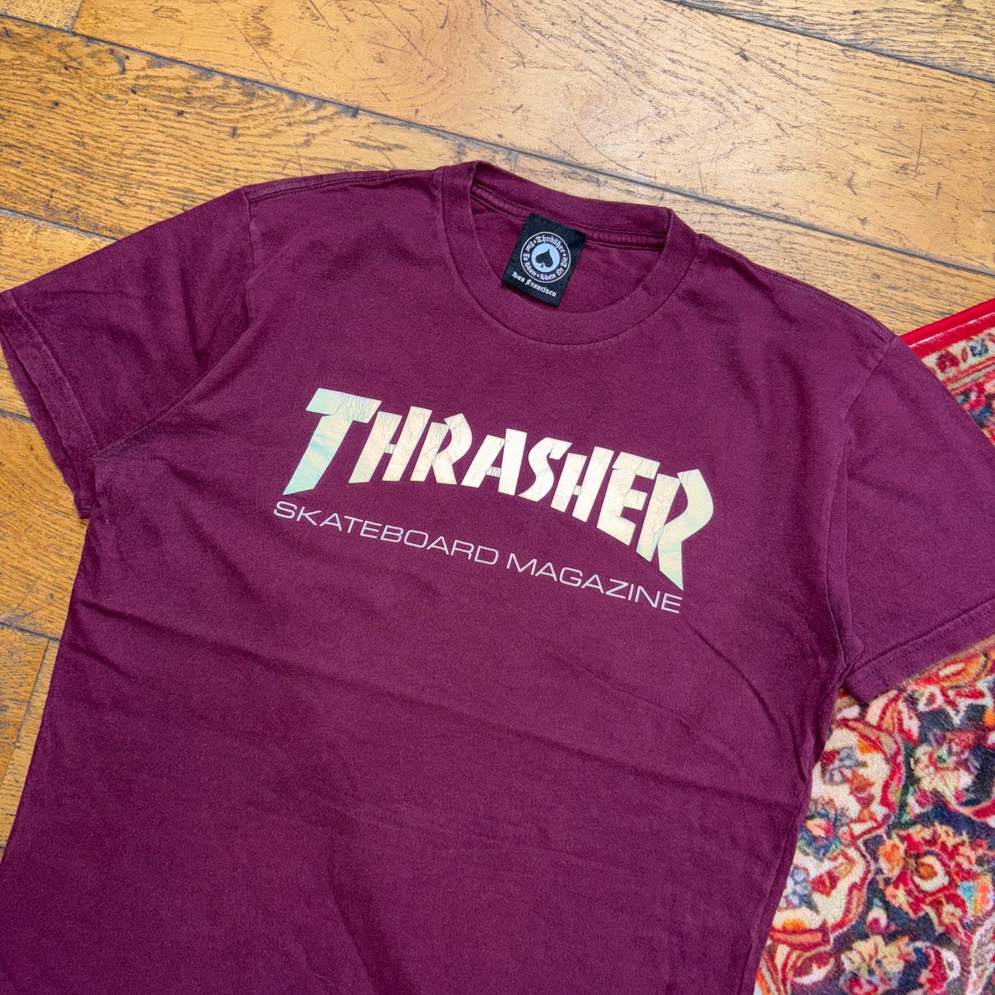 Vintage Thrasher Burgundy Skate Graphic T-Shirt - XS