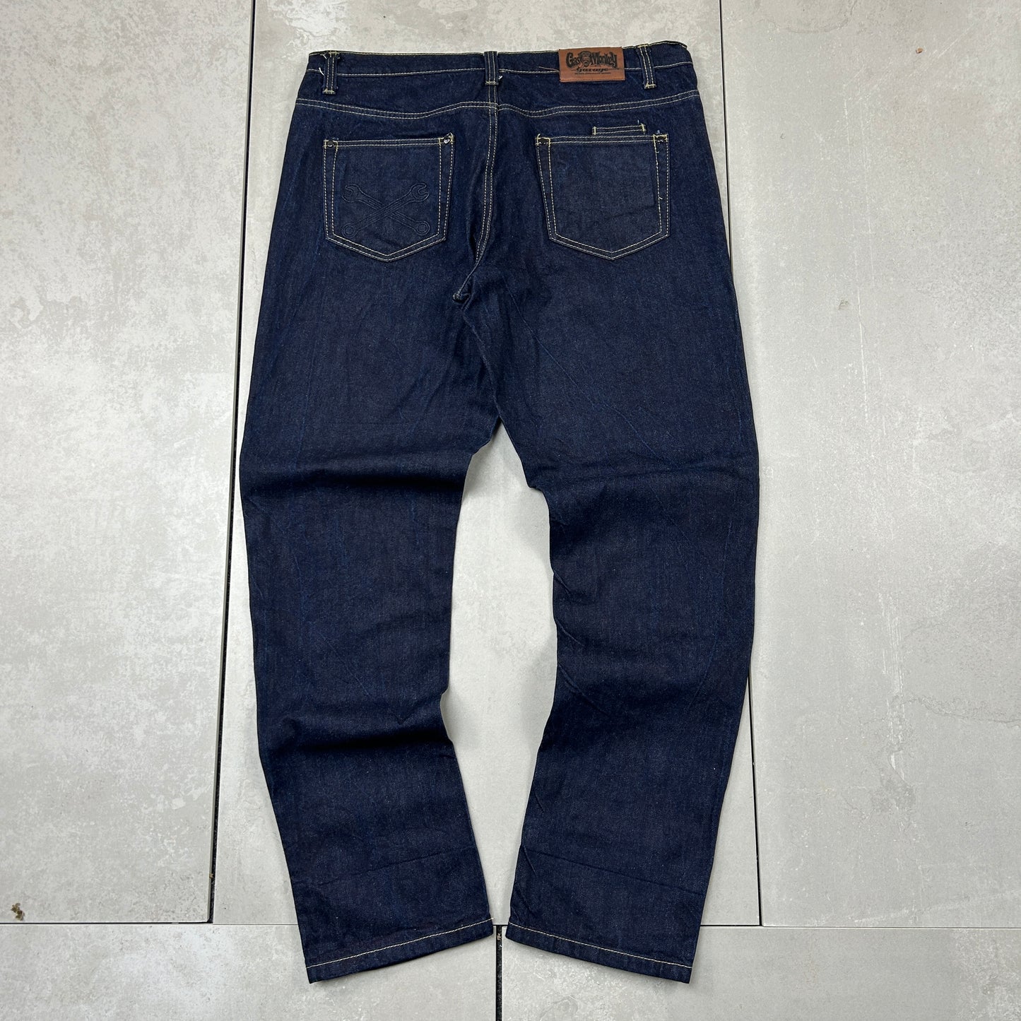 Vintage Embroidered Hip Hop Blue Jeans - 38