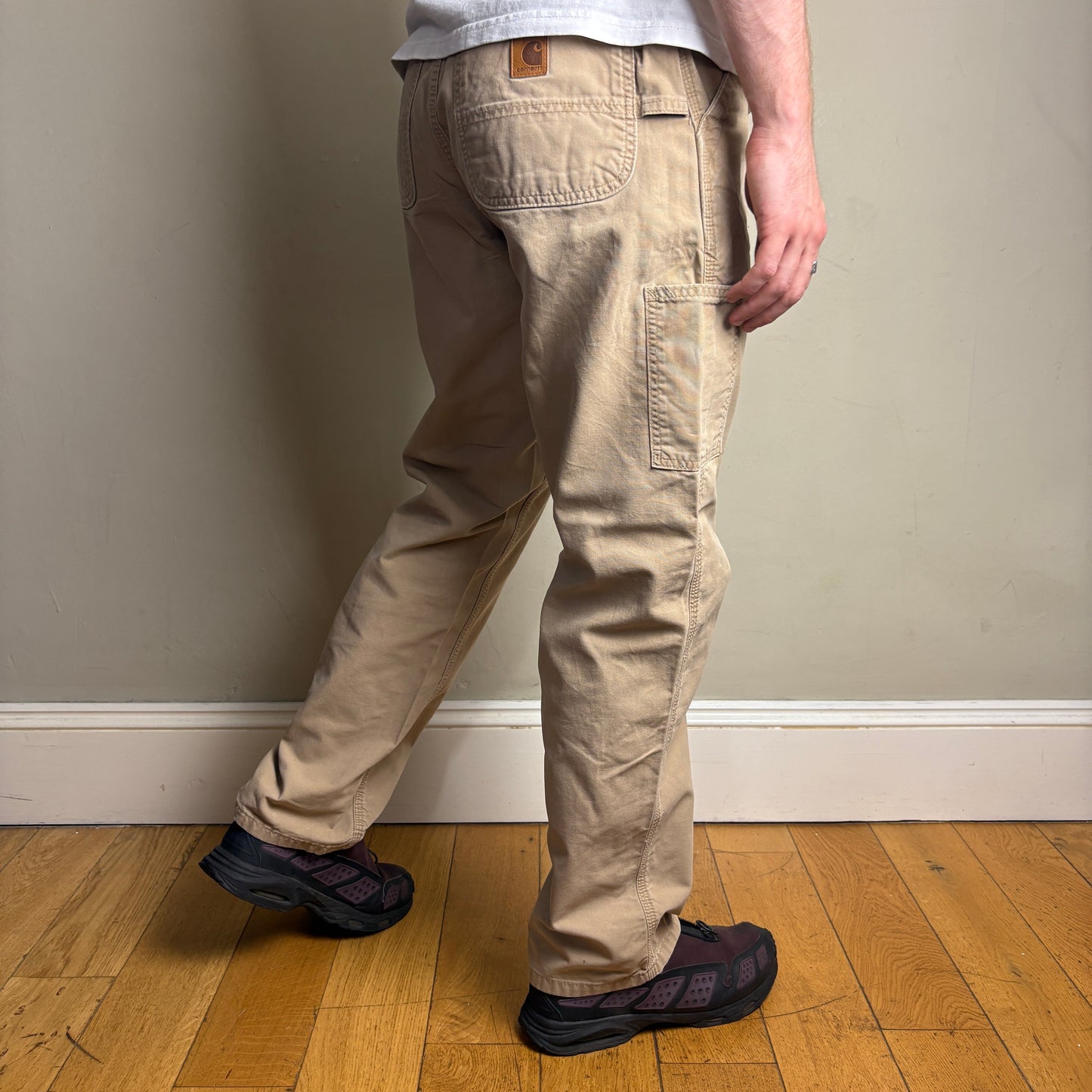 Vintage Carhartt Light Brown Workwear Carpenter Baggy Trousers - 32R