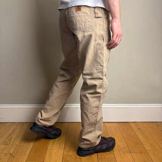 Vintage Carhartt Light Brown Workwear Carpenter Baggy Trousers - 32R