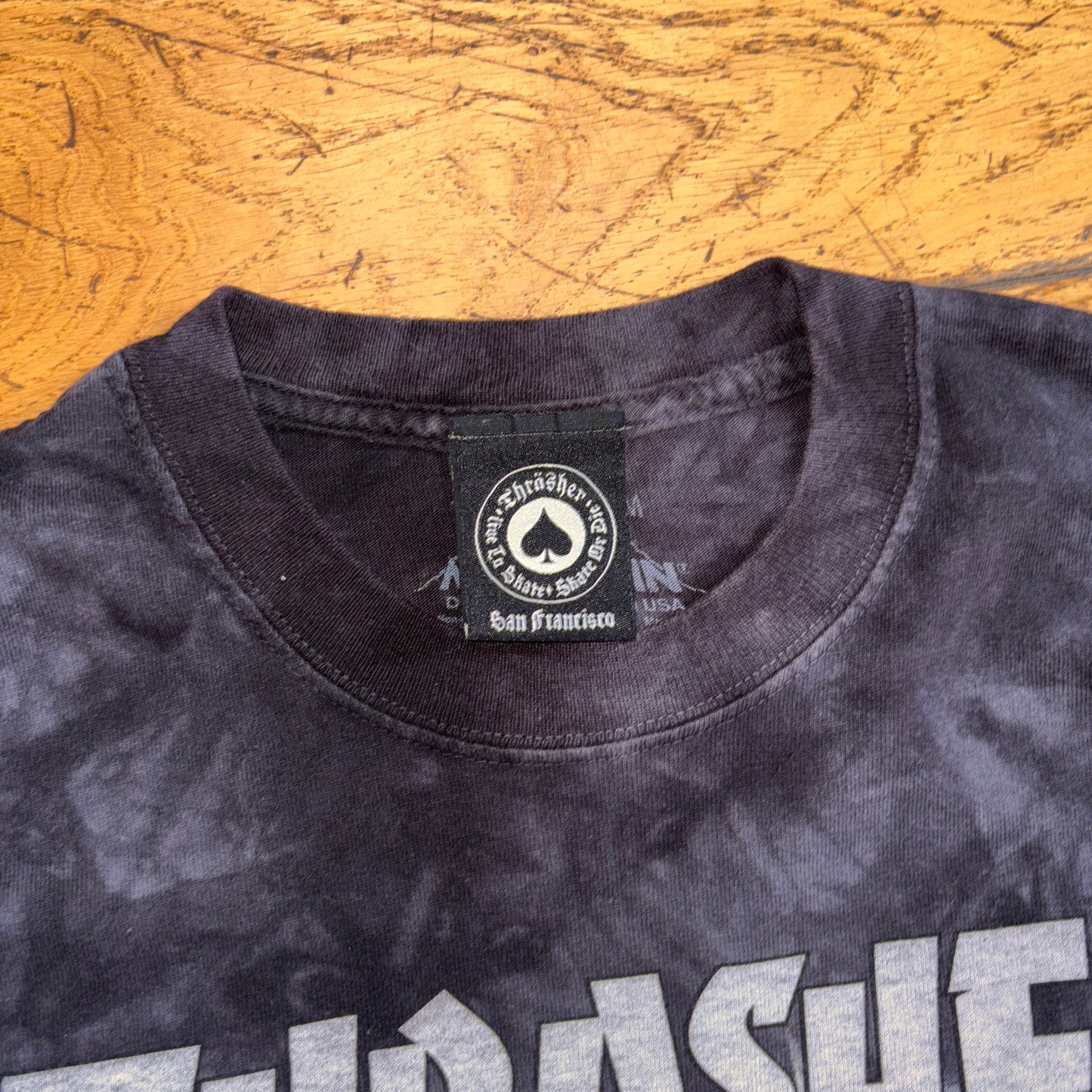 Vintage Thrasher Wolves Skate Tie Dye Black Grey Graphic T-Shirt - S