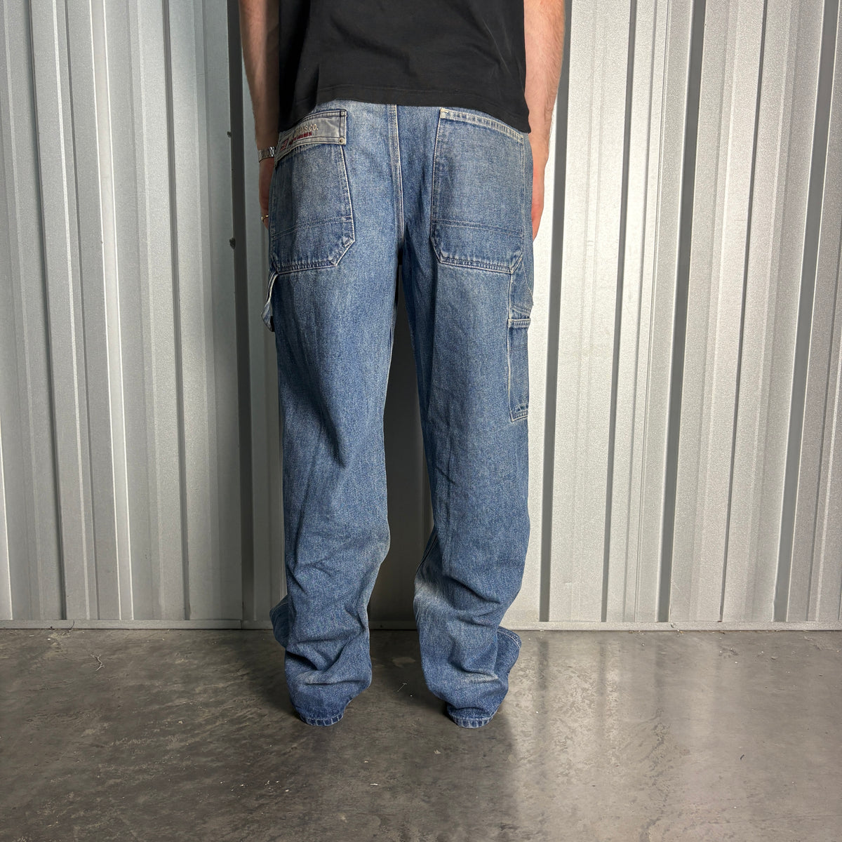Ralph Lauren Polo Blue Embroidered Japanese Denim Hip Hop Y2K Baggy Jeans - 36R