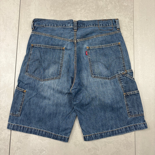 Vintage Levis Blue Baggy Carpenter Denim Shorts - 36