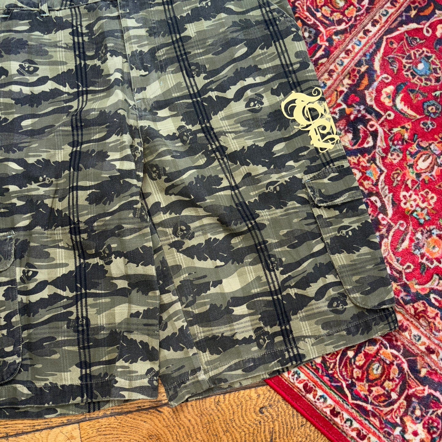 Vintage Evidence Green Camo Hip Hop Baggy Shorts Jorts - 38