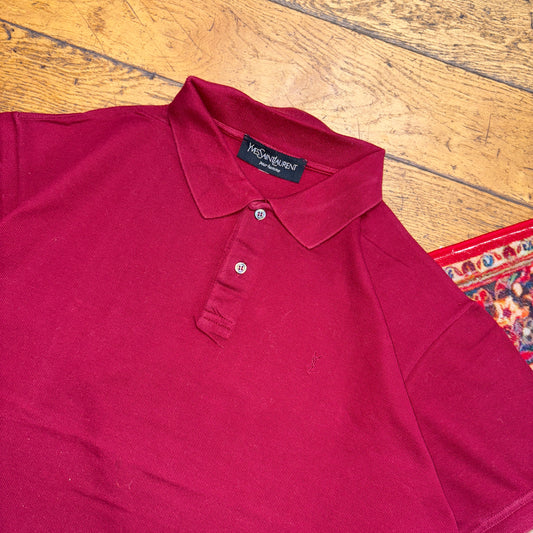 Vintage YSL Yves Saint Laurent Burgundy Polo Shirt - L