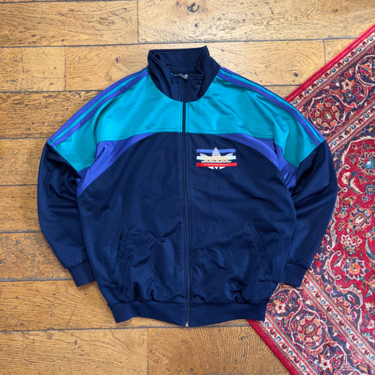 Vintage 90s Adidas Navy Tracksuit Track Shell Windbreaker Jacket - M