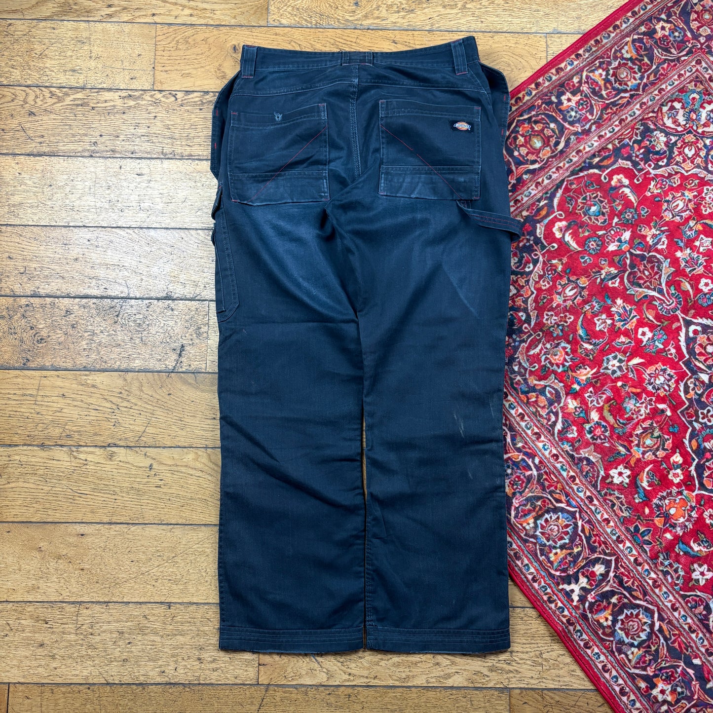 Vintage Dickies Faded Black Workwear Carpenter Baggy Trousers - 34