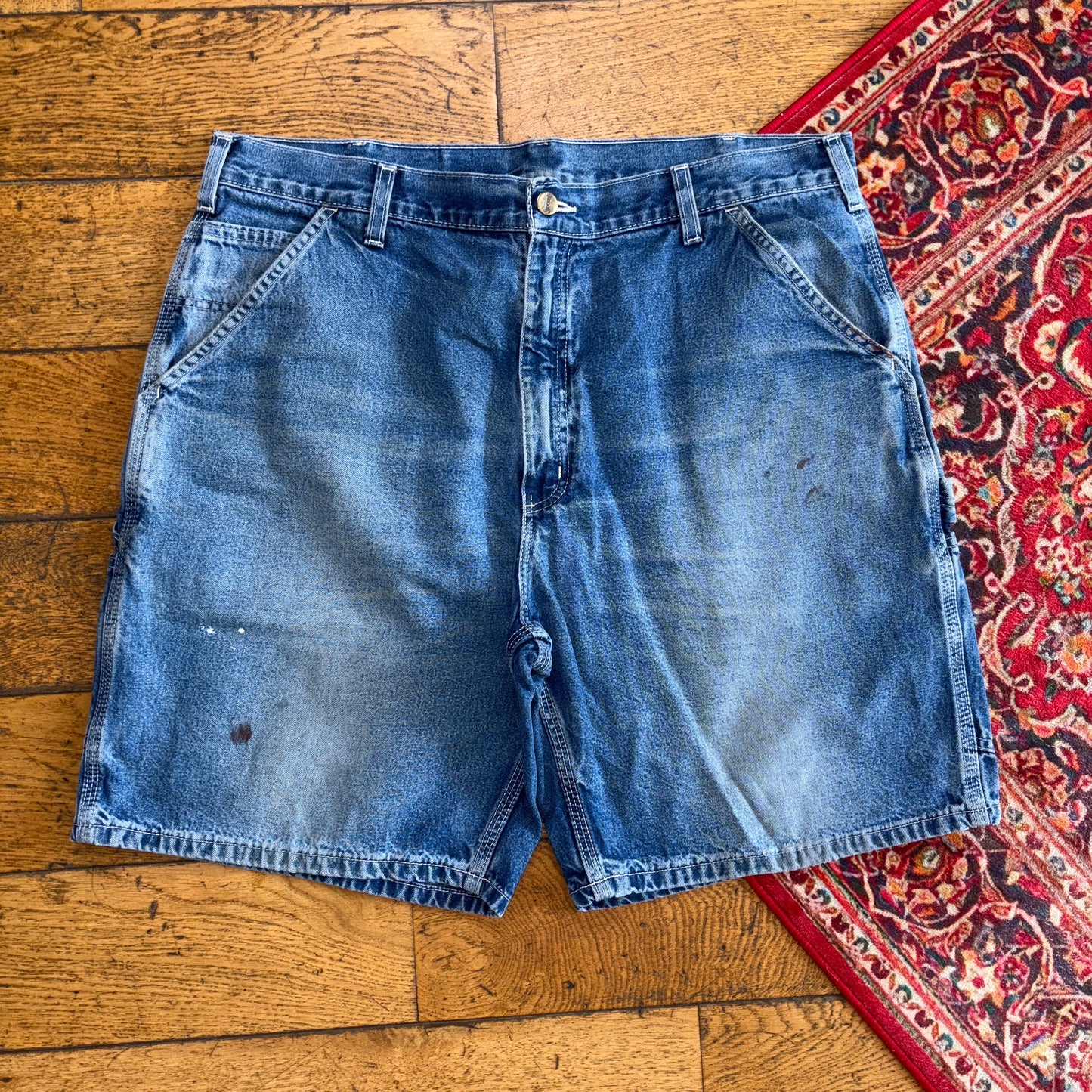 Vintage Carhartt Workwear Baggy Blue Carpenter Shorts - 38