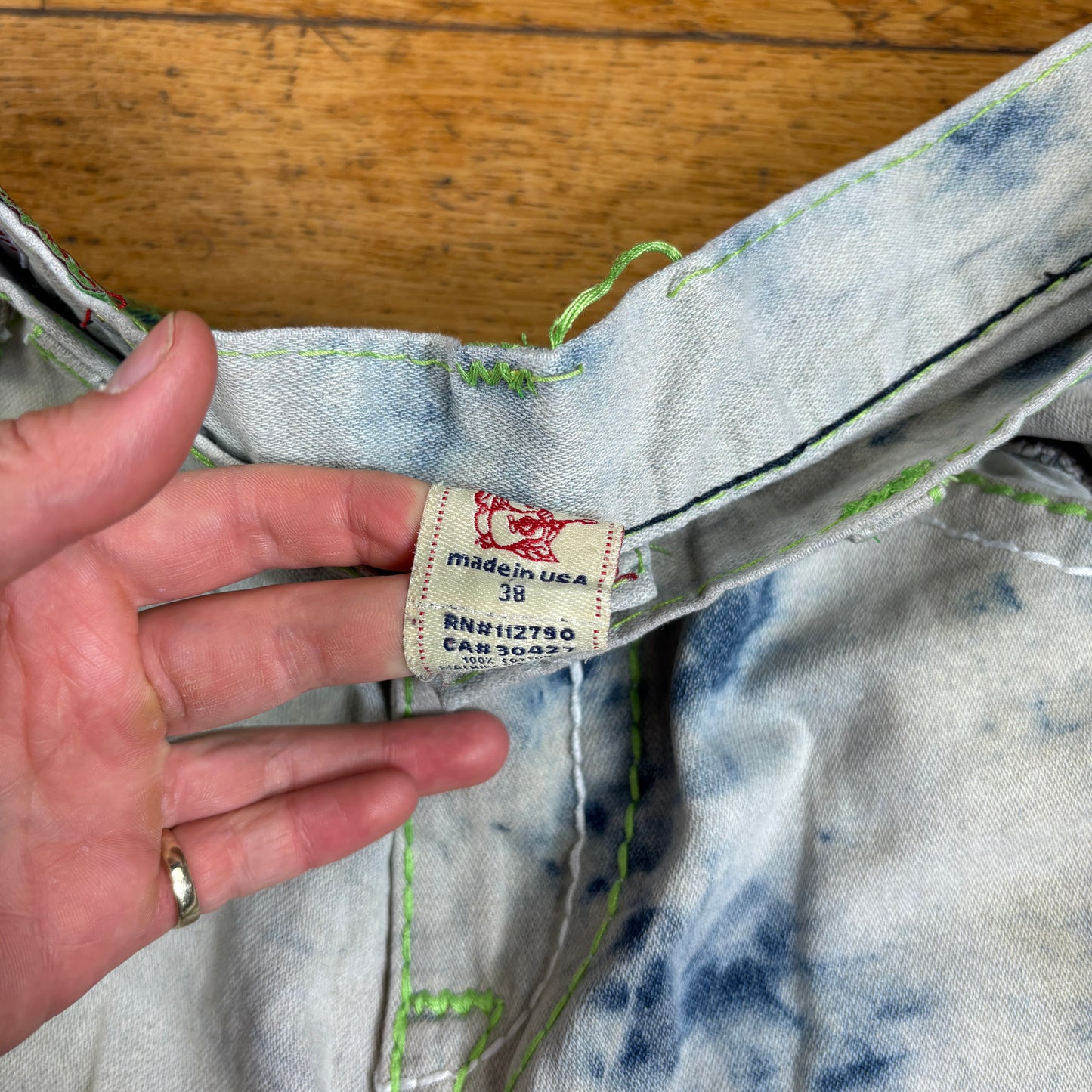 Vintage True Religion Blue Baggy Embroidered Y2K Shorts Jorts - 38