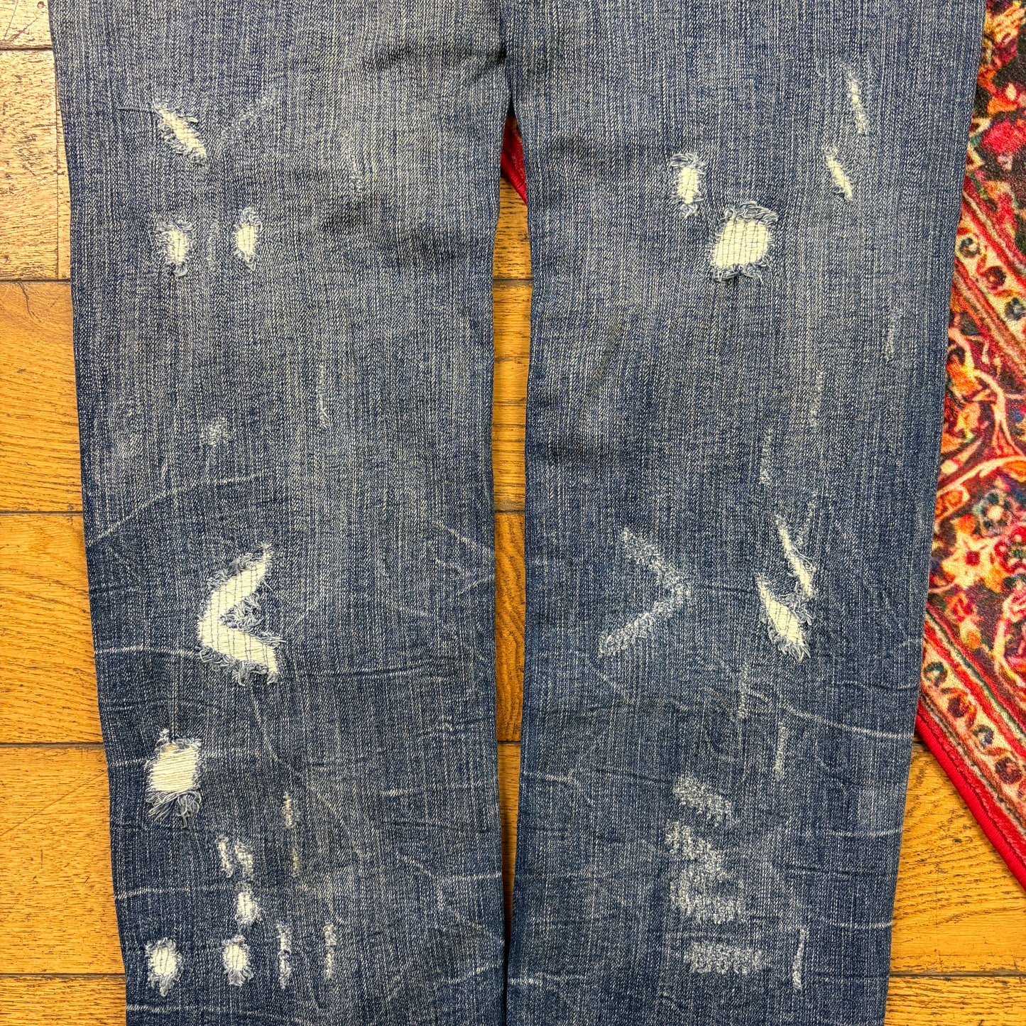 Vintage True Religion Blue Embroidered Y2K Hip Hop Straight Jeans - 40