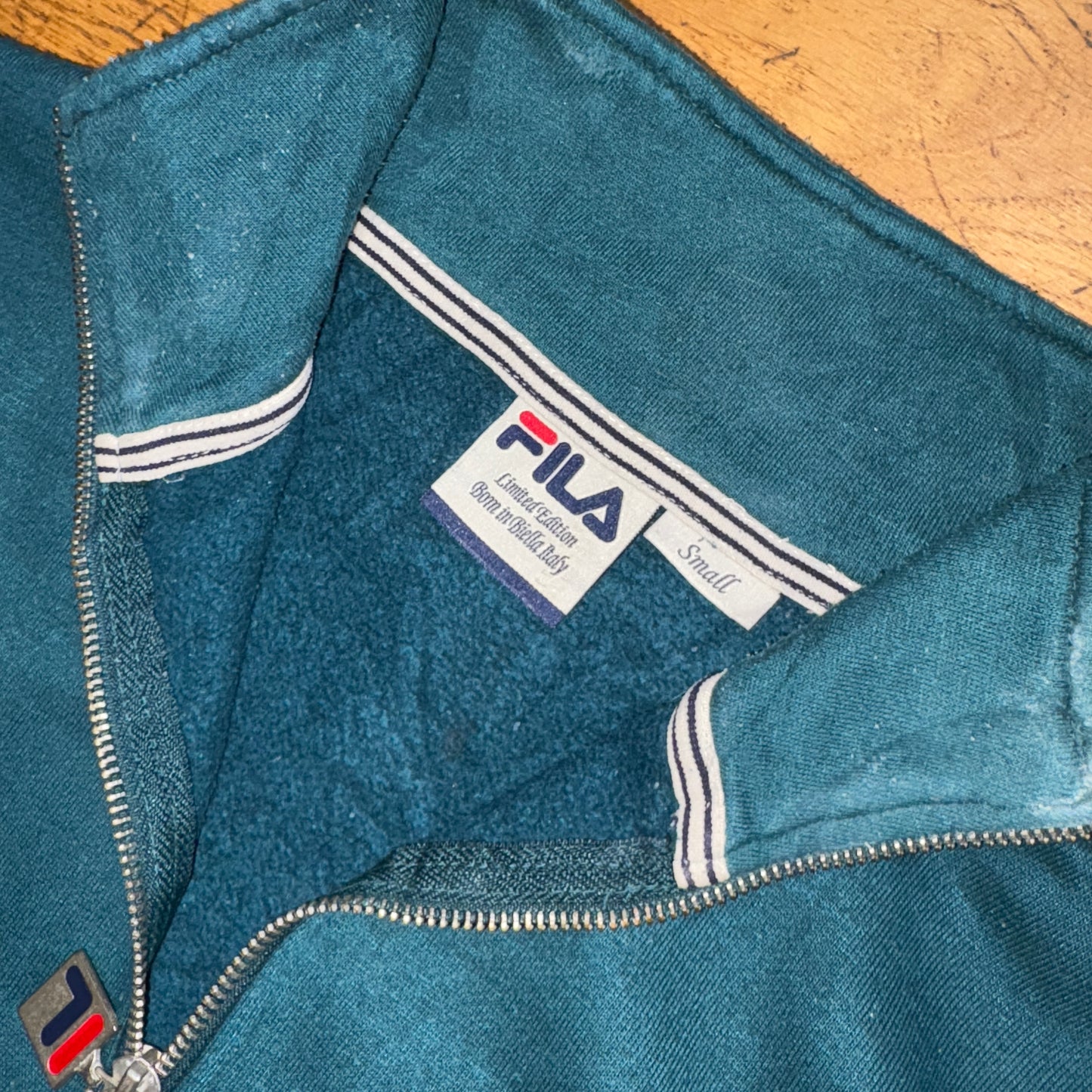 Vintage 90s Fila Green Quarter Zip Embroidered Sweatshirt - S
