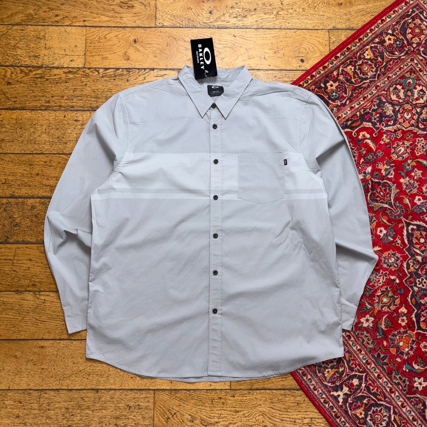 Vintage Oakley Grey Stripe Deadstock Shirt - 2XL
