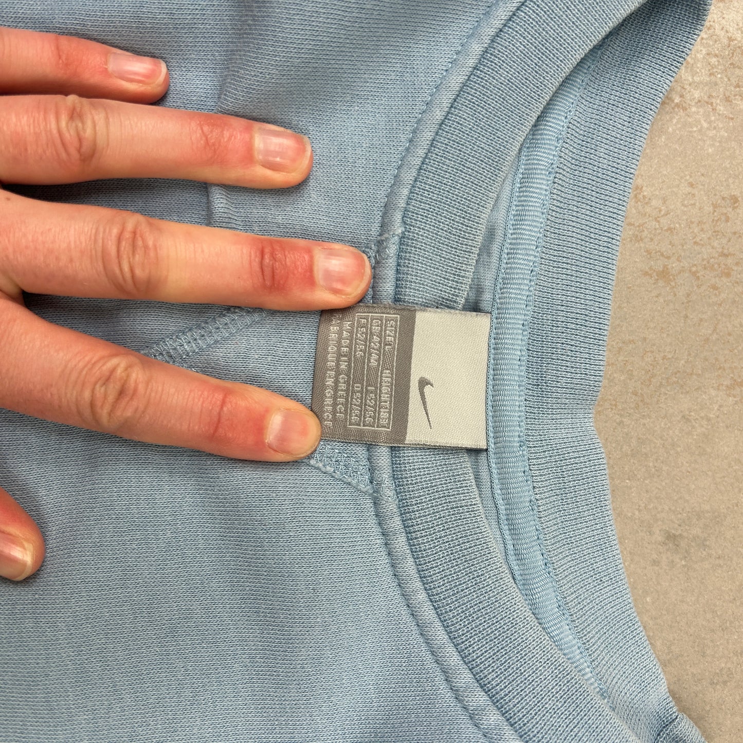 Vintage 00s Nike Silver Tag Spellout Baby Blue Sweatshirt - L