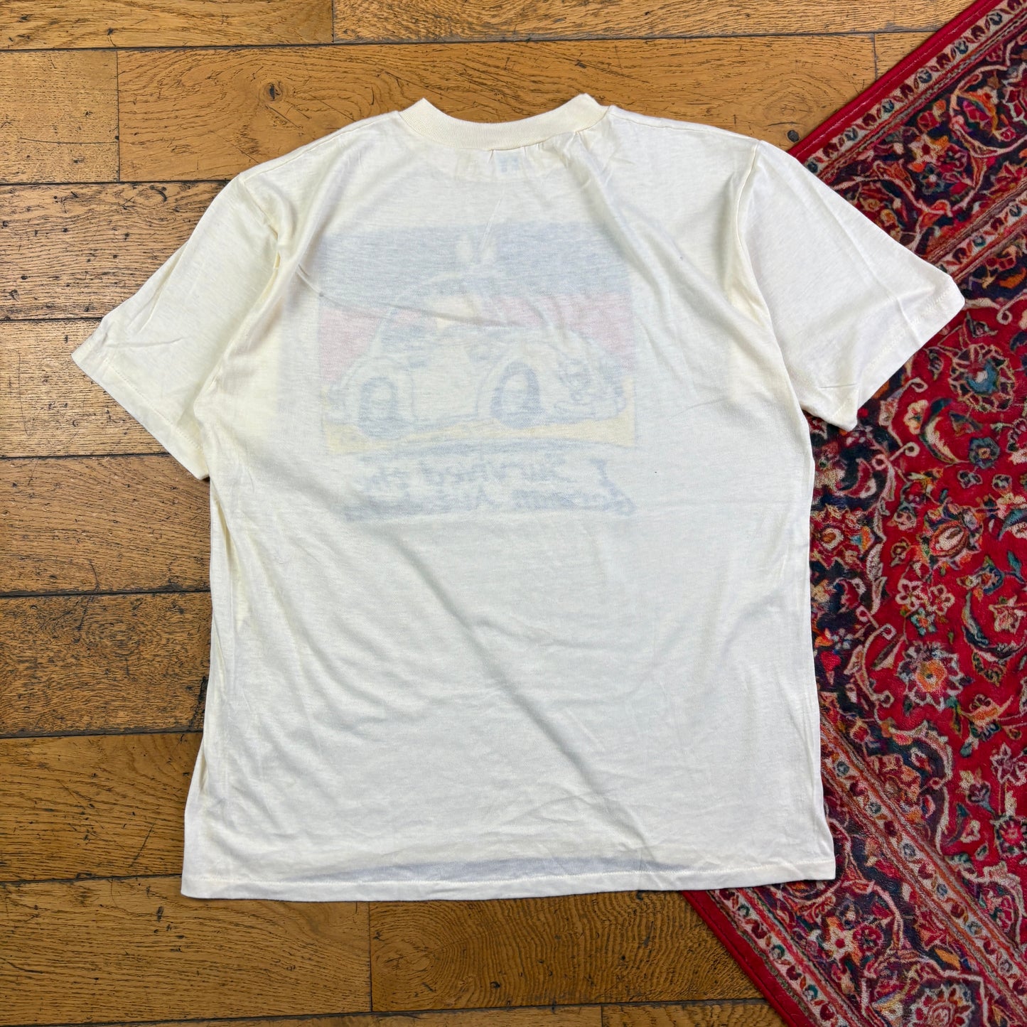 Vintage 1985 Cream Autobahn Funny Single Stitch Graphic T-Shirt - M