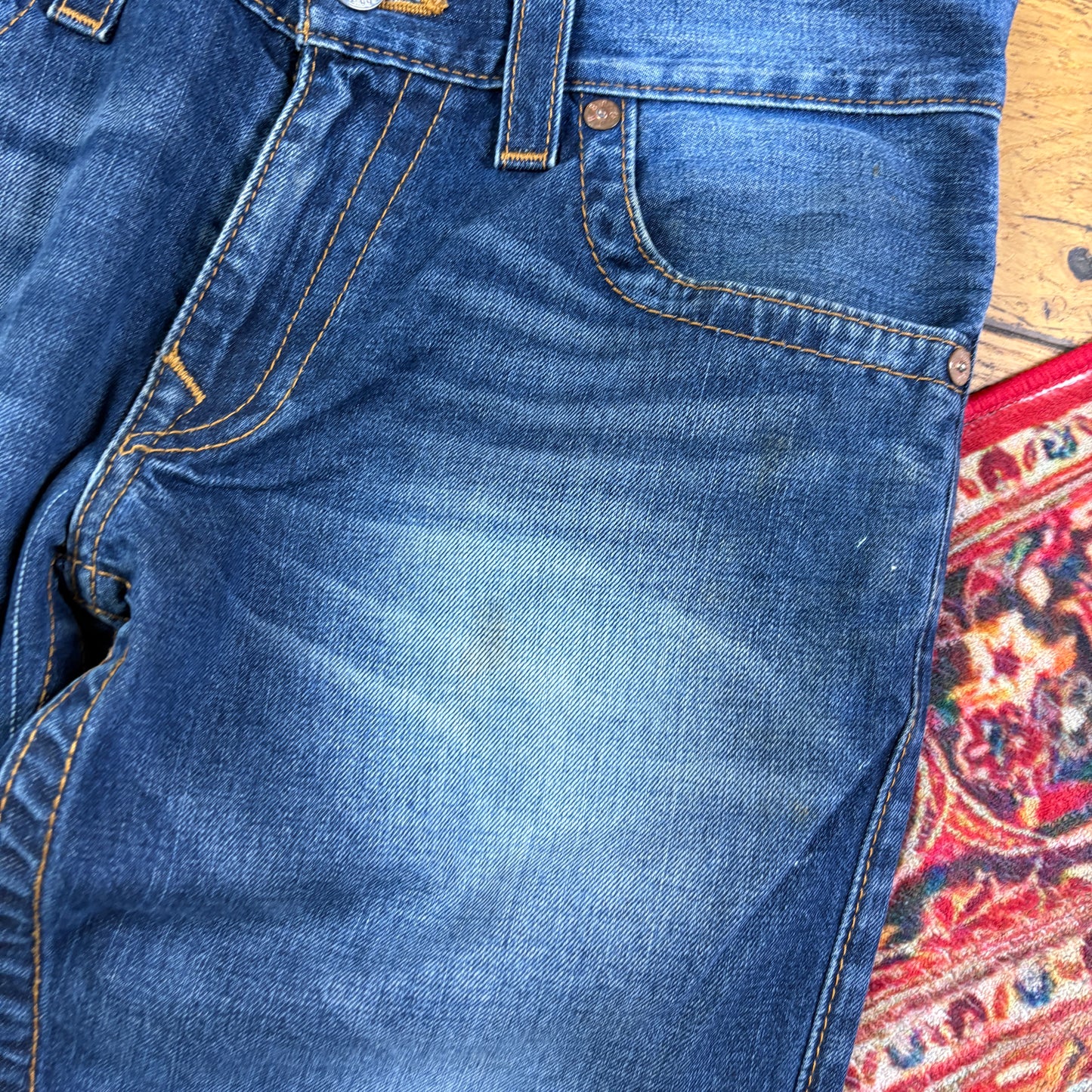 Vintage True Religion Blue Embroidered Y2K Hip Hop Straight Jeans - 36