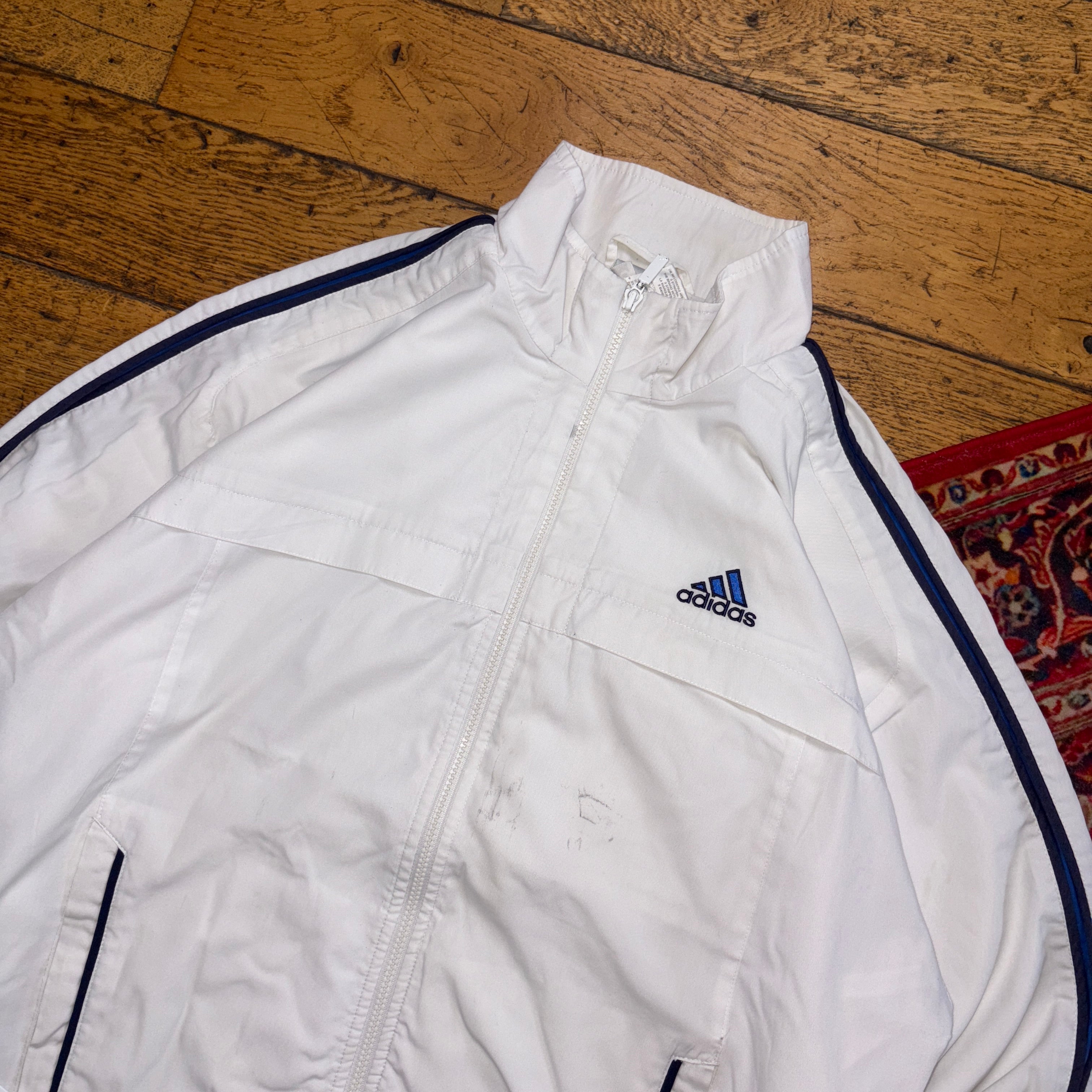 Vintage Adidas White 90s Tracksuit Track Shell Windbreaker Jacket