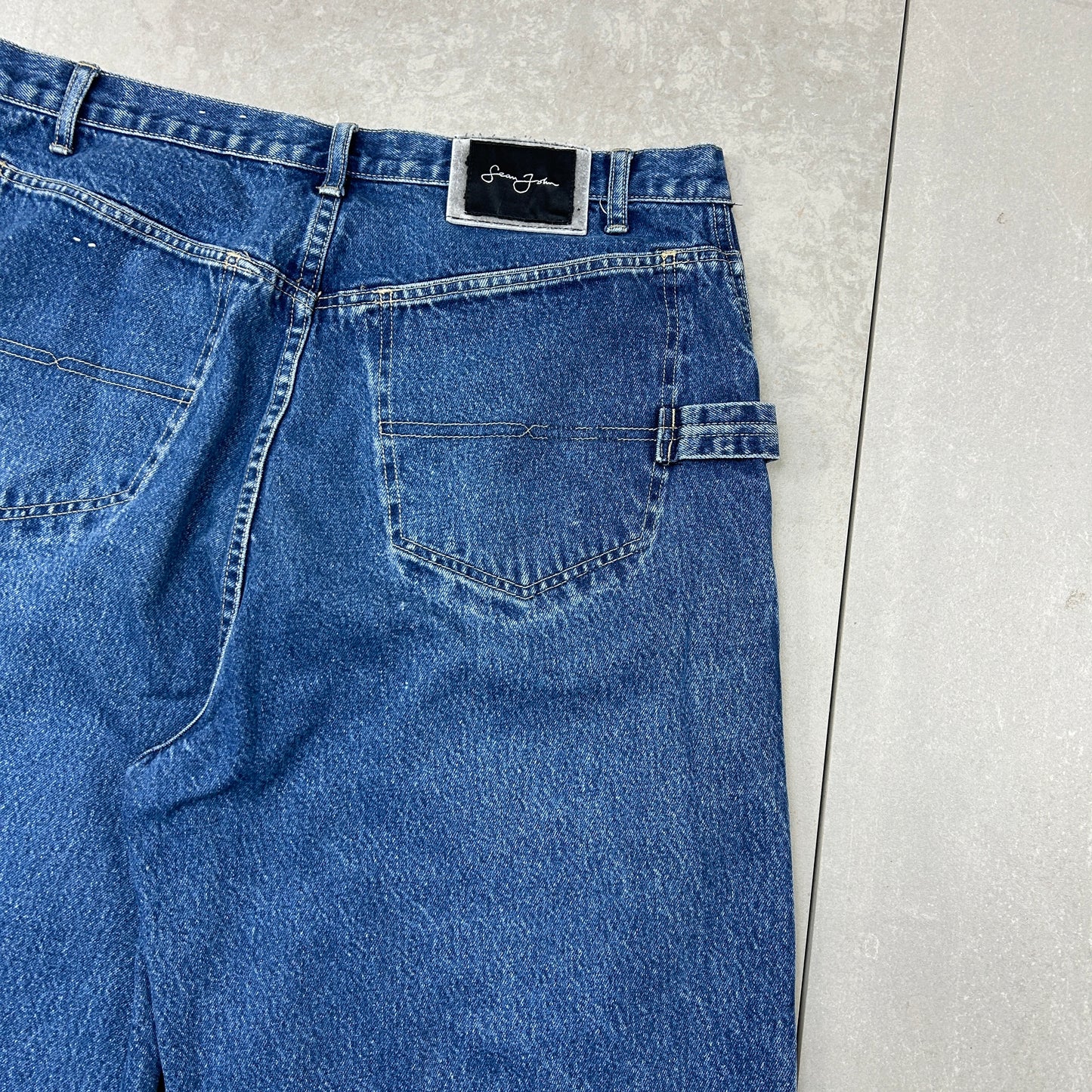 Vintage Embroidered Hip Hop Baggy Blue Shorts Jorts - 34