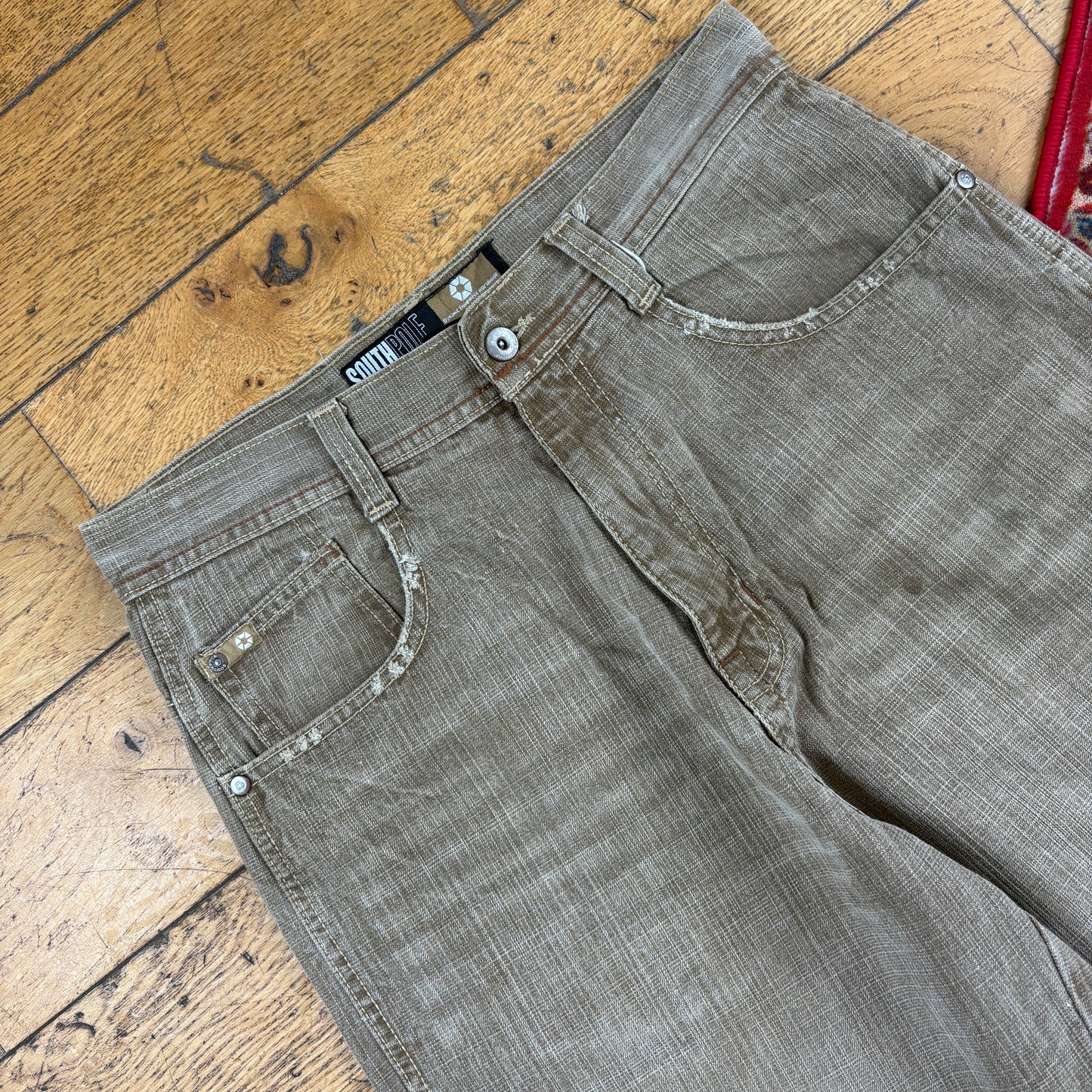 Vintage Southpole Brown Embroidered Y2K Hip Hop Baggy Jeans - 32