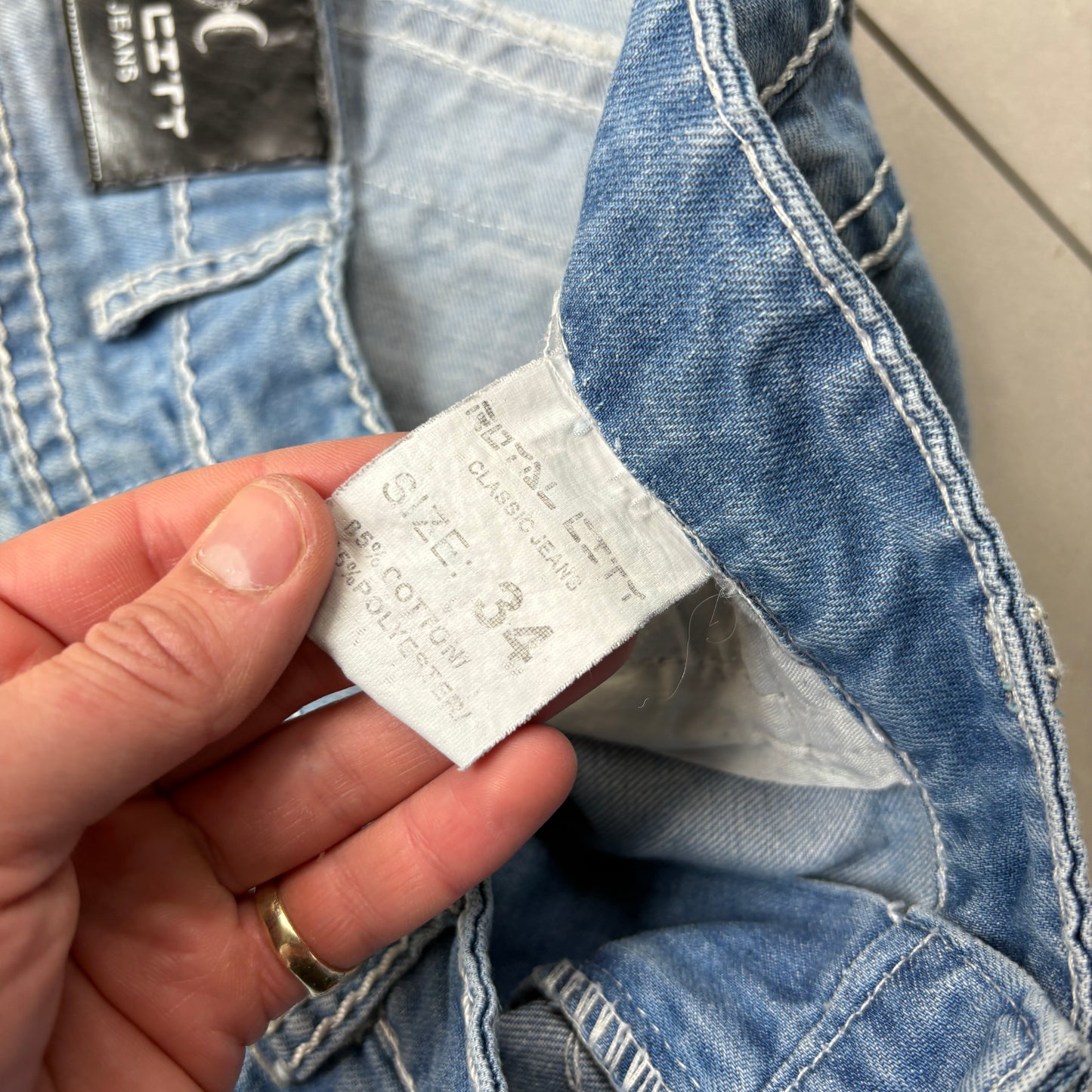 Vintage Embroidered Hip Hop Blue Jeans - 34