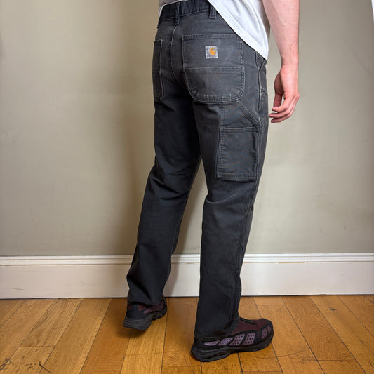 Vintage Carhartt Black Double Knee Workwear Carpenter Baggy Trousers - 34S