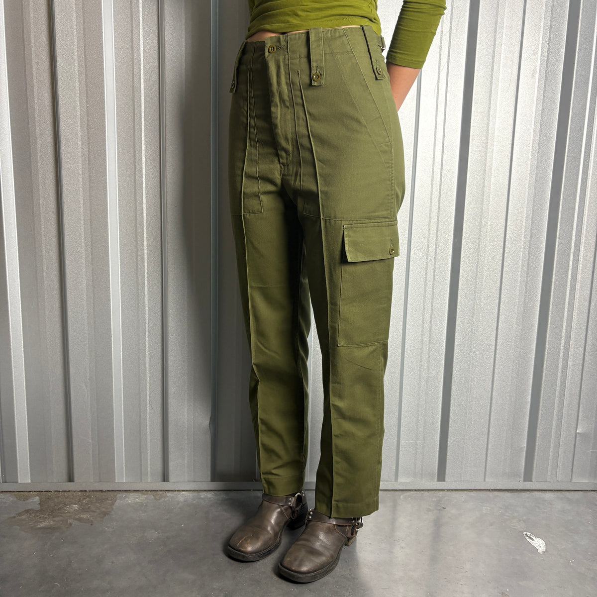 Green Army Military Fatigue Cargo Trousers - 30S