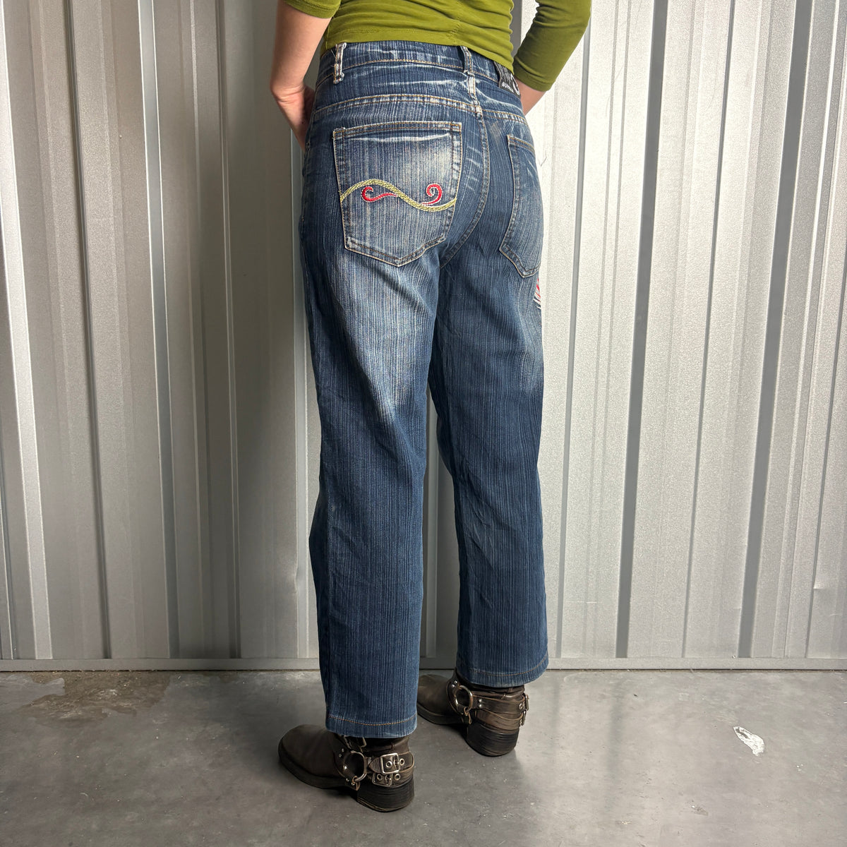 Embroidered Firebird Blue Eagle Japanese Denim Hip Hop Y2K Baggy Jeans - 30S