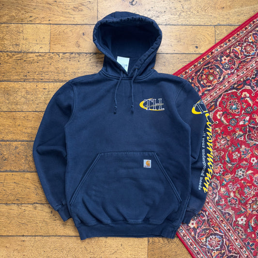 Vintage Carhartt Navy Embroidered Hoodie Sweatshirt - S