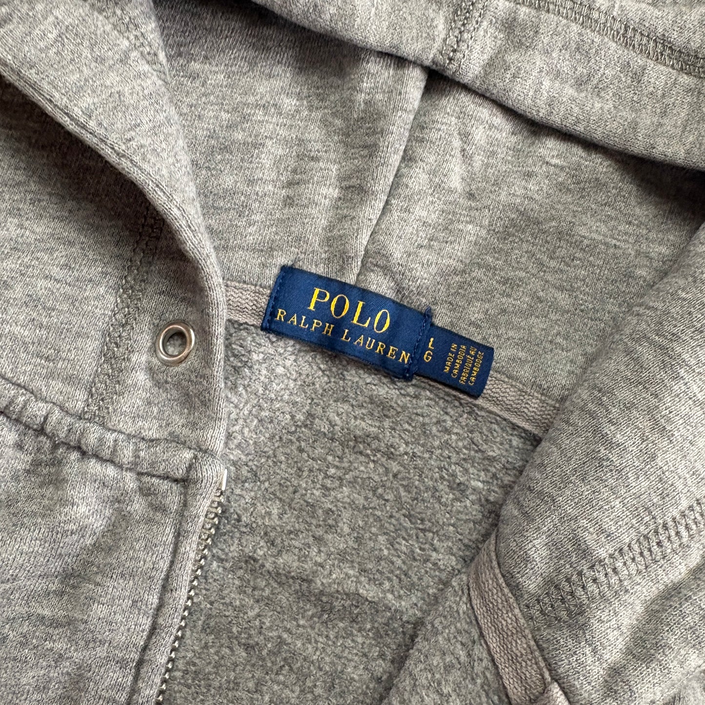 Vintage Ralph Lauren Grey Womens Zip Hoodie Embroidered Sweatshirt - L