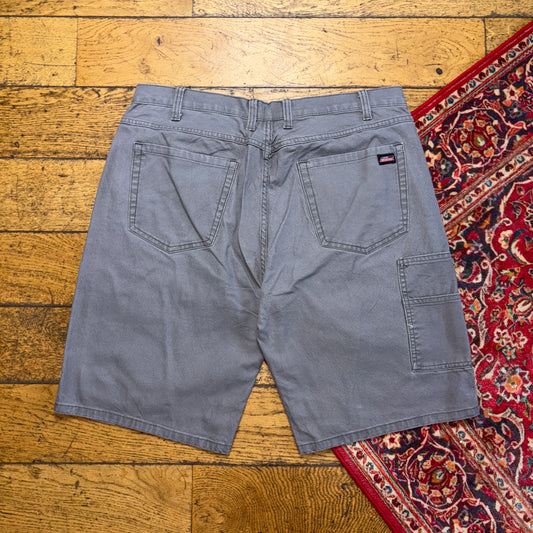 Vintage Dickies Workwear Carpenter Grey Baggy Shorts - 36