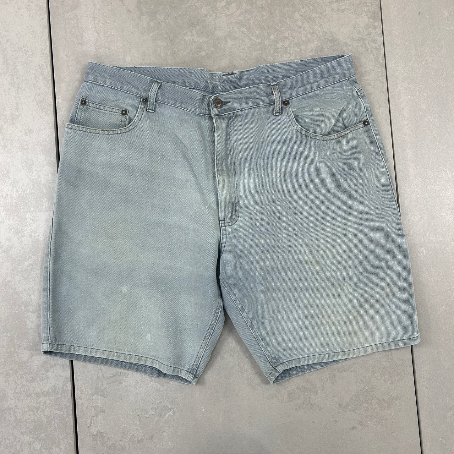 Vintage Bugle Boy Blue Denim Carpenter Baggy Shorts - 38