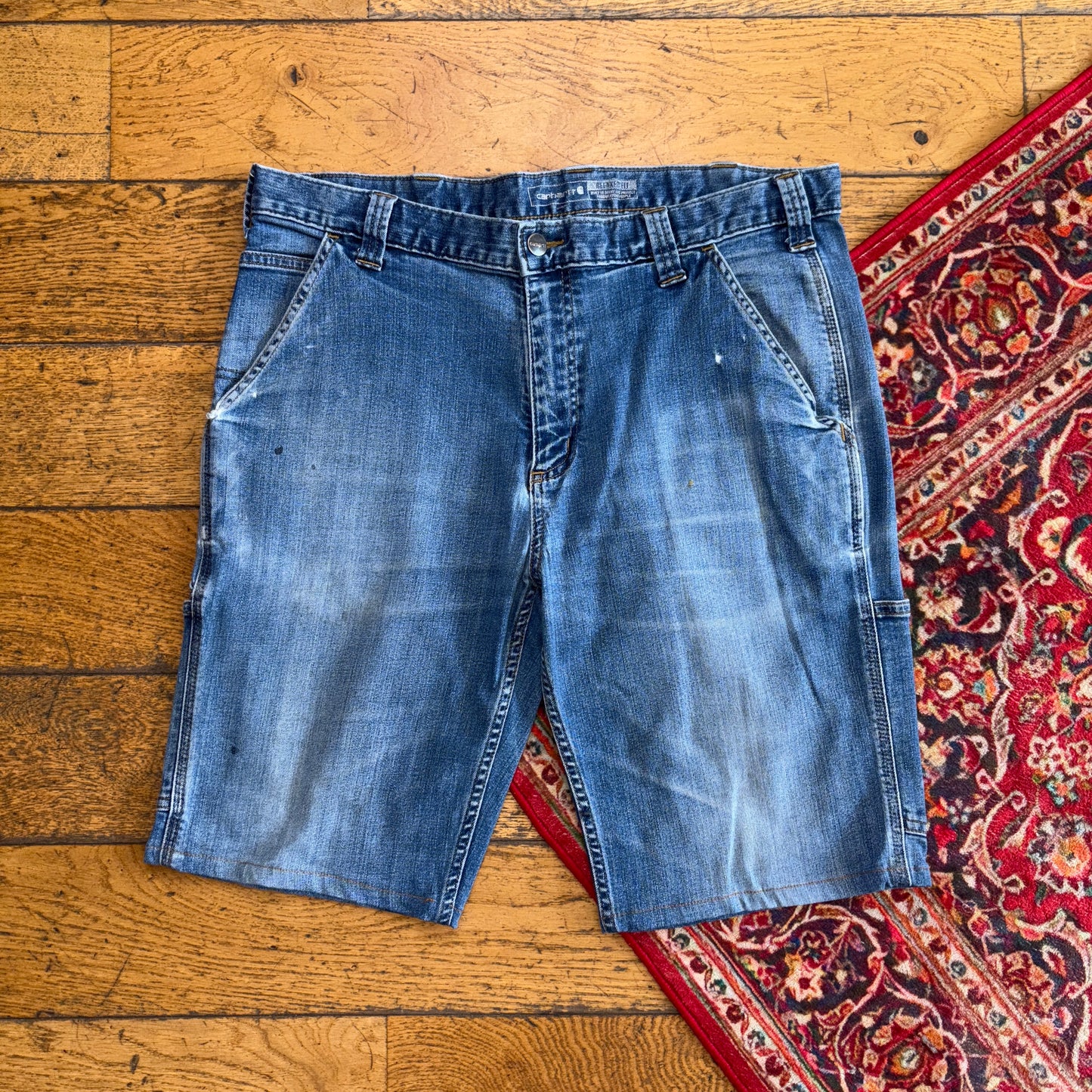 Vintage Carhartt Workwear Straight Blue Carpenter Shorts - 36