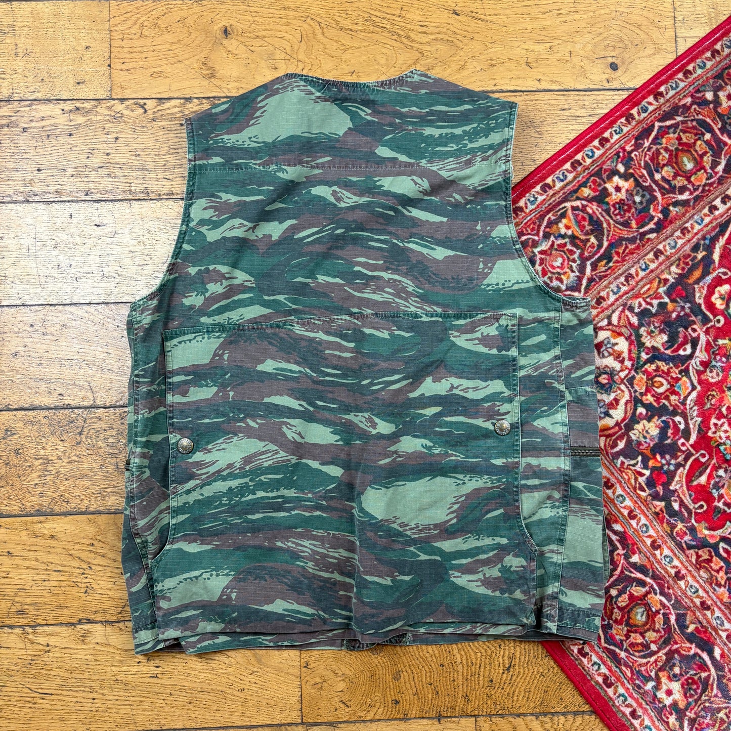 Vintage Camo Green Pattern Workwear Gilet Tactical Vest - M