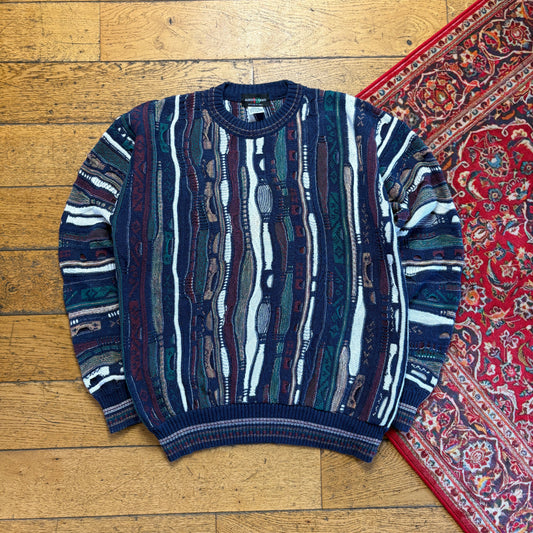 Vintage Coogi Style Navy Chunky Knit Jumper - M