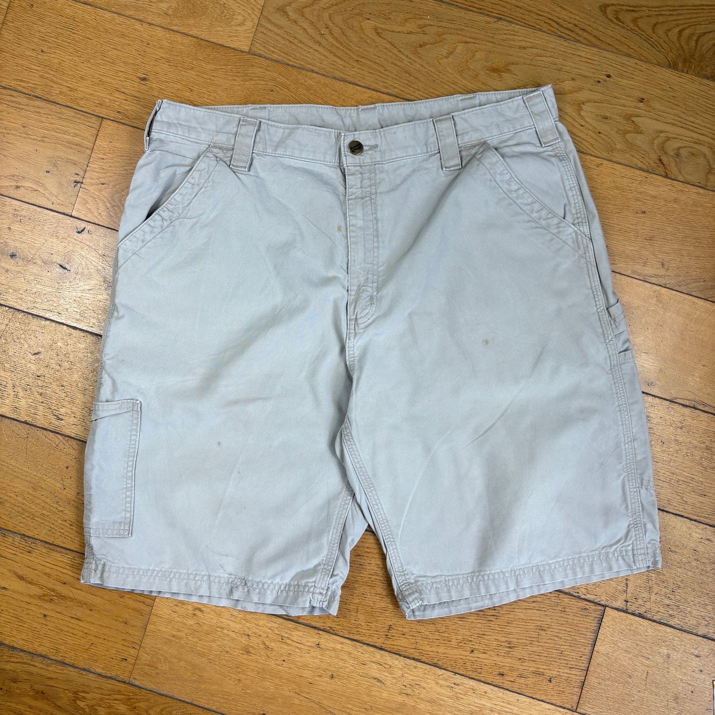 Vintage Carhartt Cream Workwear Baggy Carpenter Shorts - 38