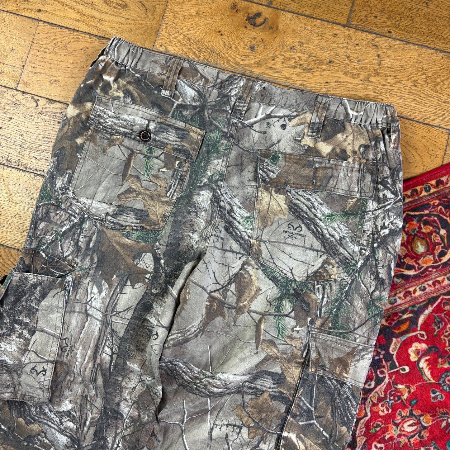 Vintage Real Tree Camo Cargo Green Hunting Workwear Trousers - 38