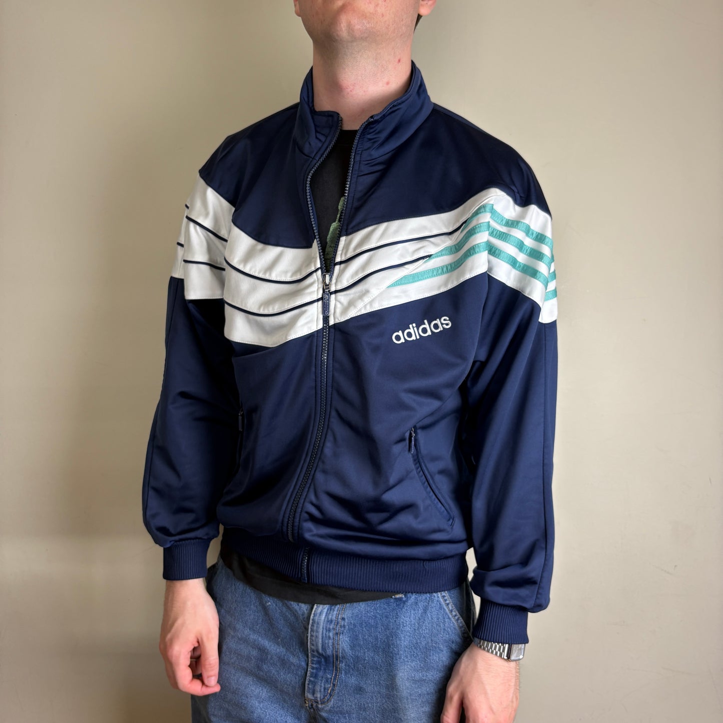 Vintage Adidas 90s Navy Track Jacket - M