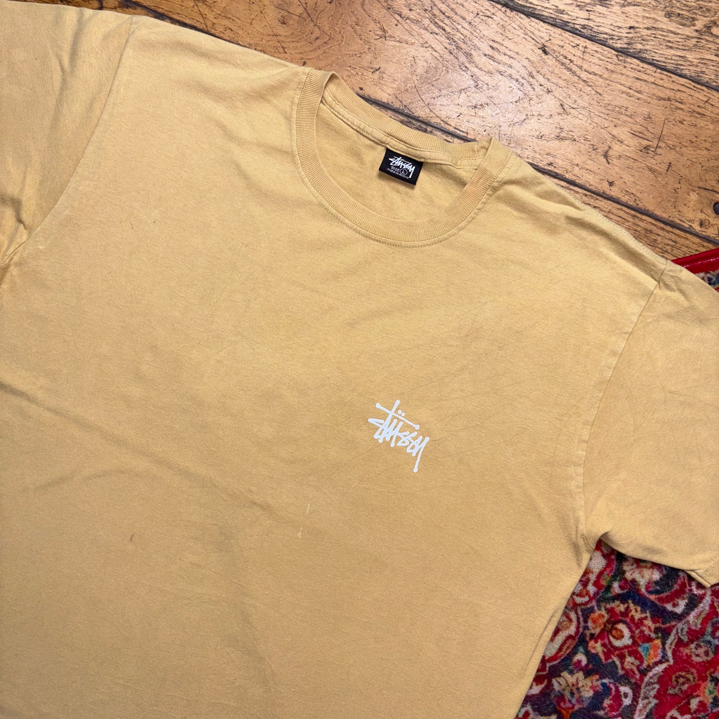 Vintage Stussy Yellow Graphic T-Shirt - L